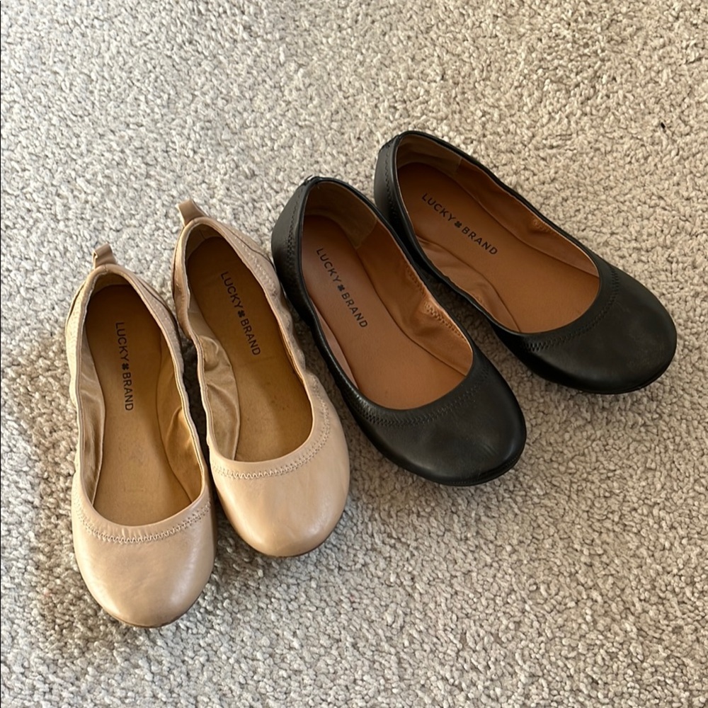 Lucky Brand Women's Ballet Flats - Black and Tan Bundle